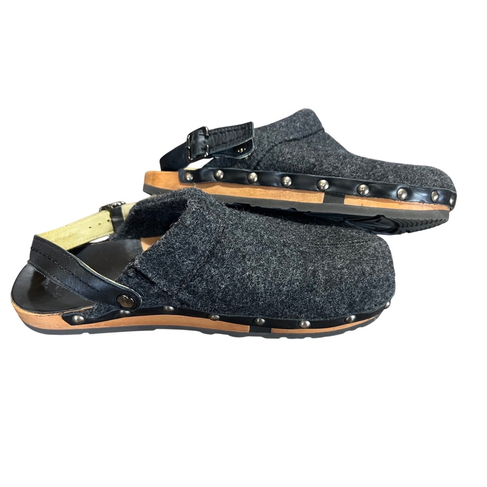 Kalso Earth Shanti Shoe Wool Clogs Women 9 Grey Slingback Mules Negative Heel